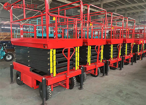 Steerable hand operated scissor lifting table